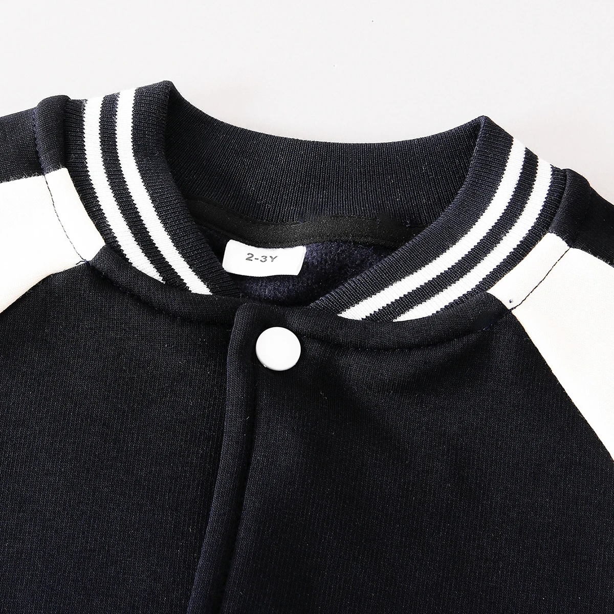 Boys Casual Bear Letter Embroidery Color Block Button-Up Baseball Jacket Children's Fashion Outerwear - 3