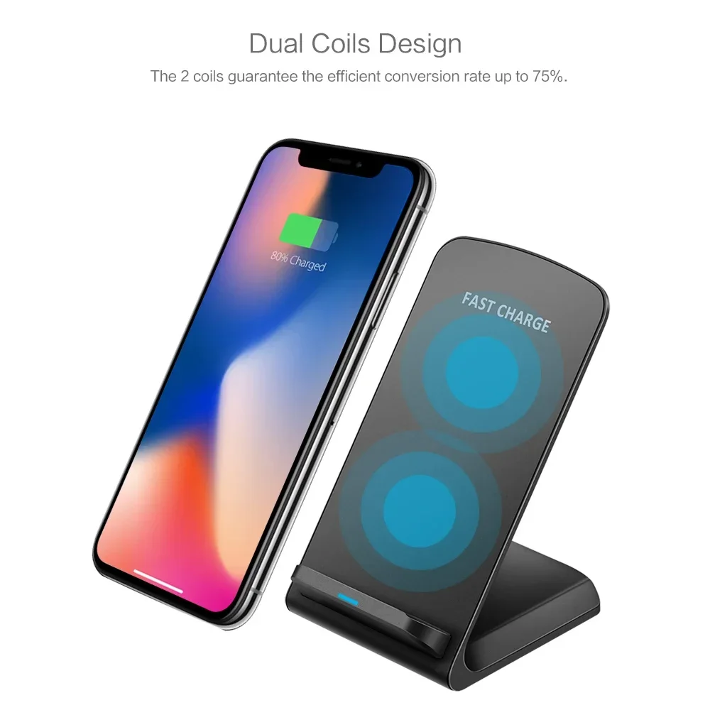 15W Qi Wireless Charger Stand Fast Charging Dock Station Phone Holder for iPhone 15 14 13 12 Pro XS Max XR Samsung Huawei Xiaomi wireless charger