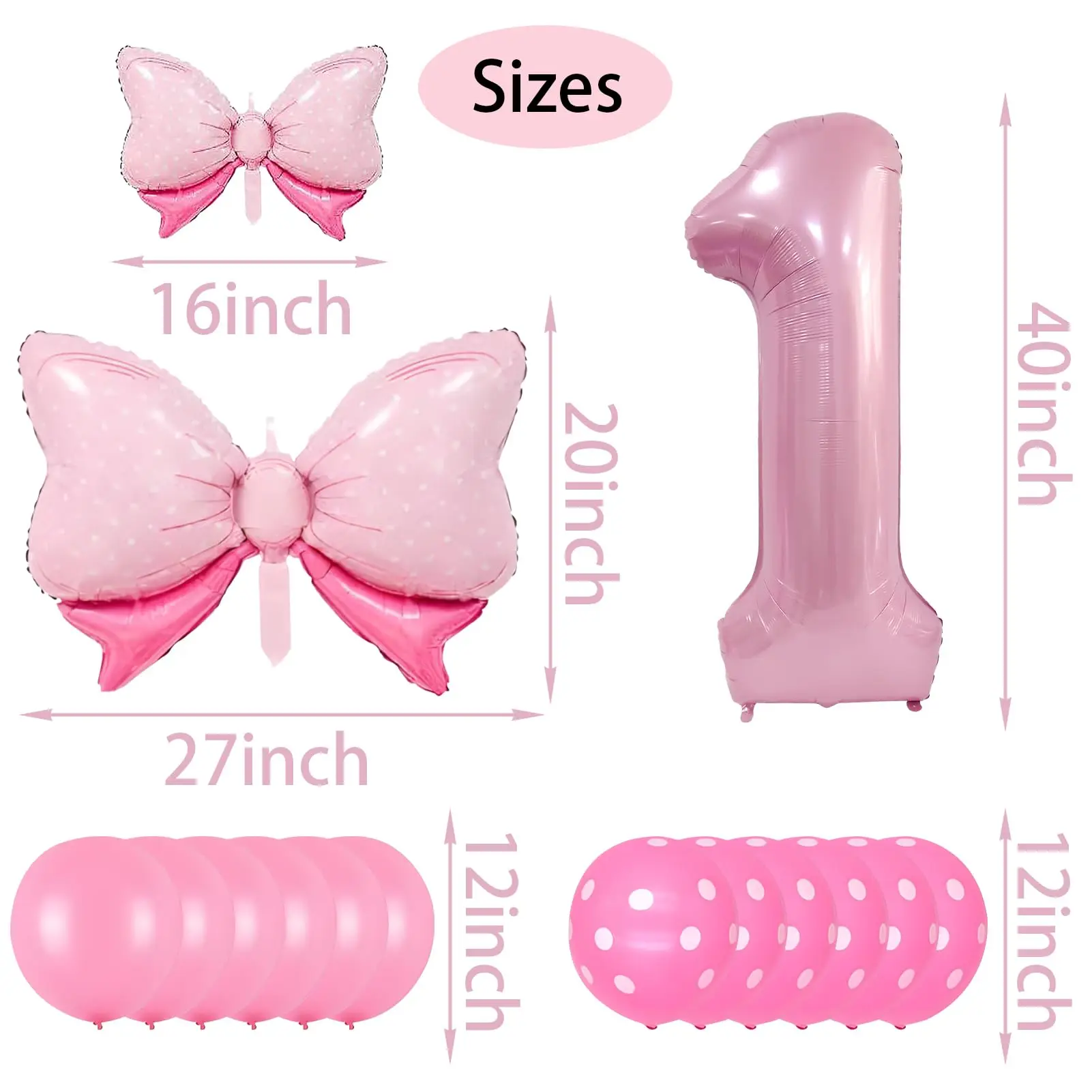 16-teiliges 40-Zoll-Folienballon-Set mit Macaron-Perlglanz, rosa Zahlen, Mini-Bogenballons für Jungen und Mädchen, Geburtstagsparty-Dekoration – Detail 1