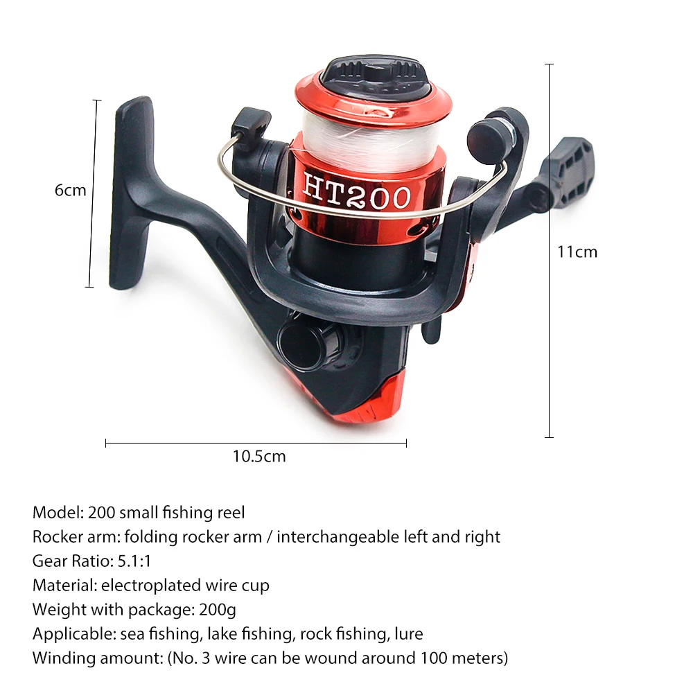 Folding Fishing Reel Saltwater Ultralight Mini Spinning Reel 5.2:1 Casting  Wheel with Fishing Line for Children Beginner Carp