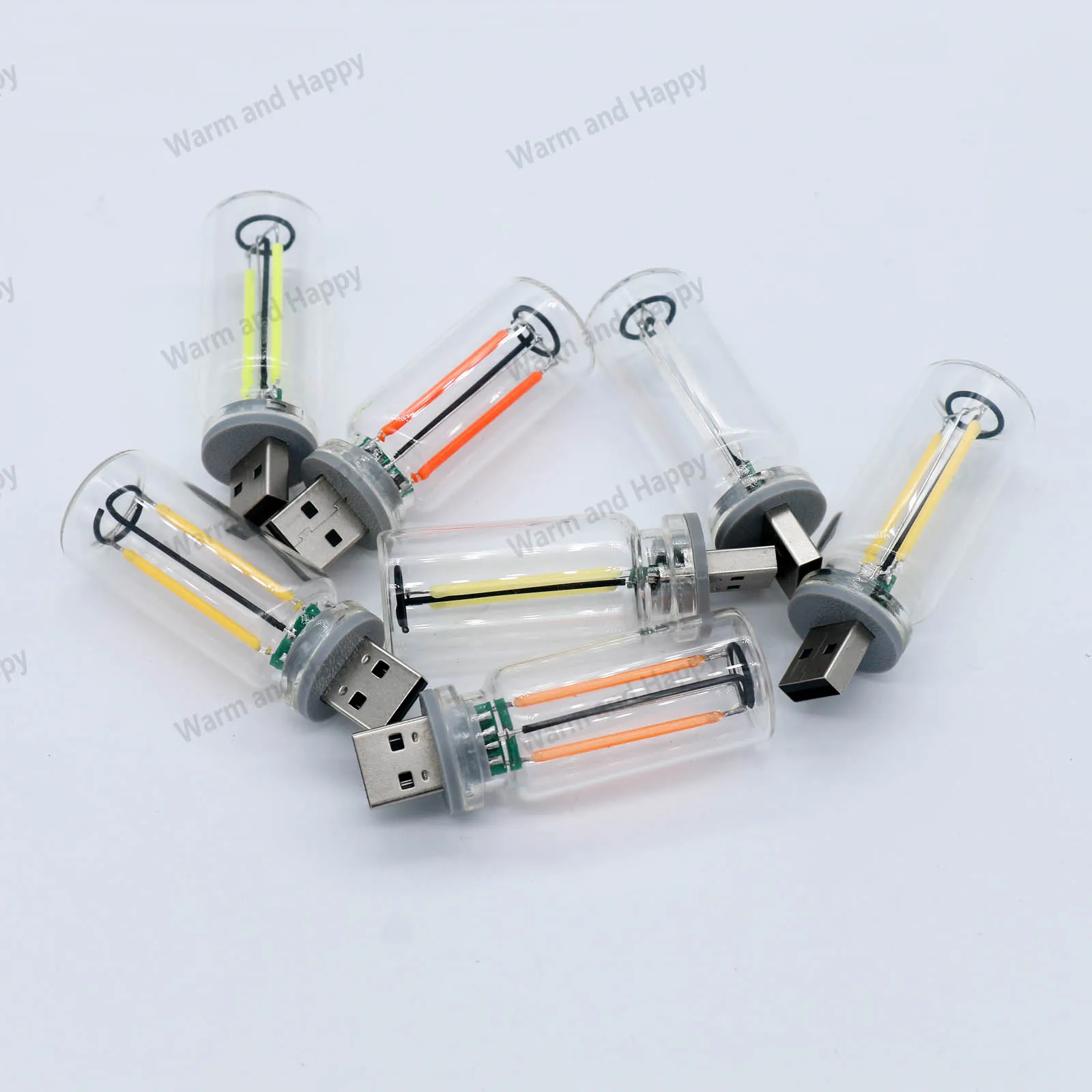 에디슨 레트로 USB 터치 디밍 야간 조명, LED 앰플 백열 전구, 가정용 비드 광원, 0.3W DC5V, 8 개