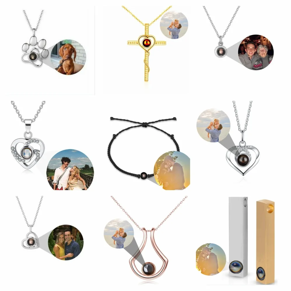 

Personalized Heart Photo Projection Necklace Christamas Day Gift Photo Custom Jewelry Birthday Lover Family Memory keepsake