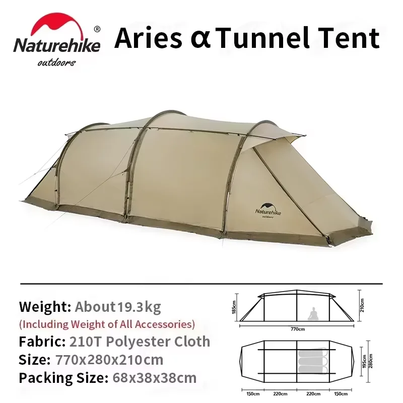 Naturehike Aries Tunnel Tent Camping Outdoor Travel 4 Season