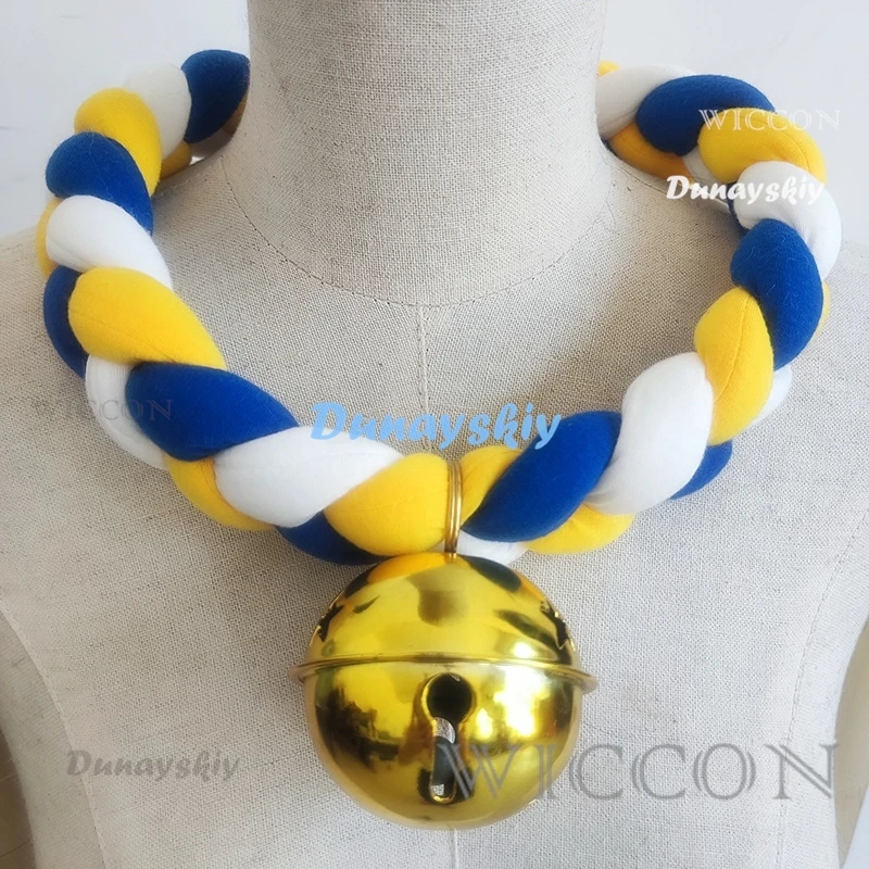 Fursuit Braided Choker Necklace Rope Necklace Bell Collar 65cm for Furry Cosplay