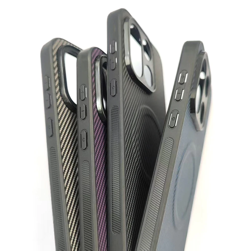 Luxury Ultra-Thin Carbon Fiber Pattern Matte Case with MagSafe Compatibility - Shockproof and Soft Cover