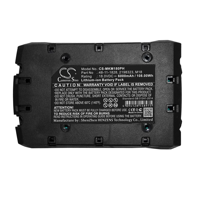 Batteria Cs 6000Mah Per Berner 175187 Bbp 18 Milwaukee 2198323 48111815 48-11-1815 48-11-1815N 48111820 48-11-1820