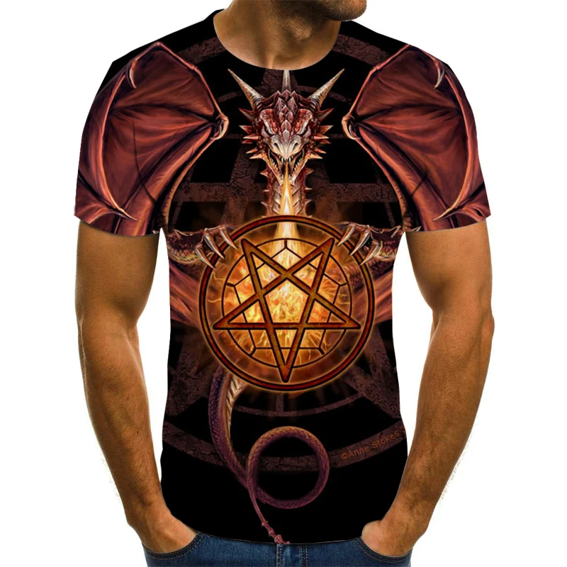 

Summer fashion men's T-shirt 3D printing cool dragon element style t-shirt men's leisure home brand short sleeve oversize