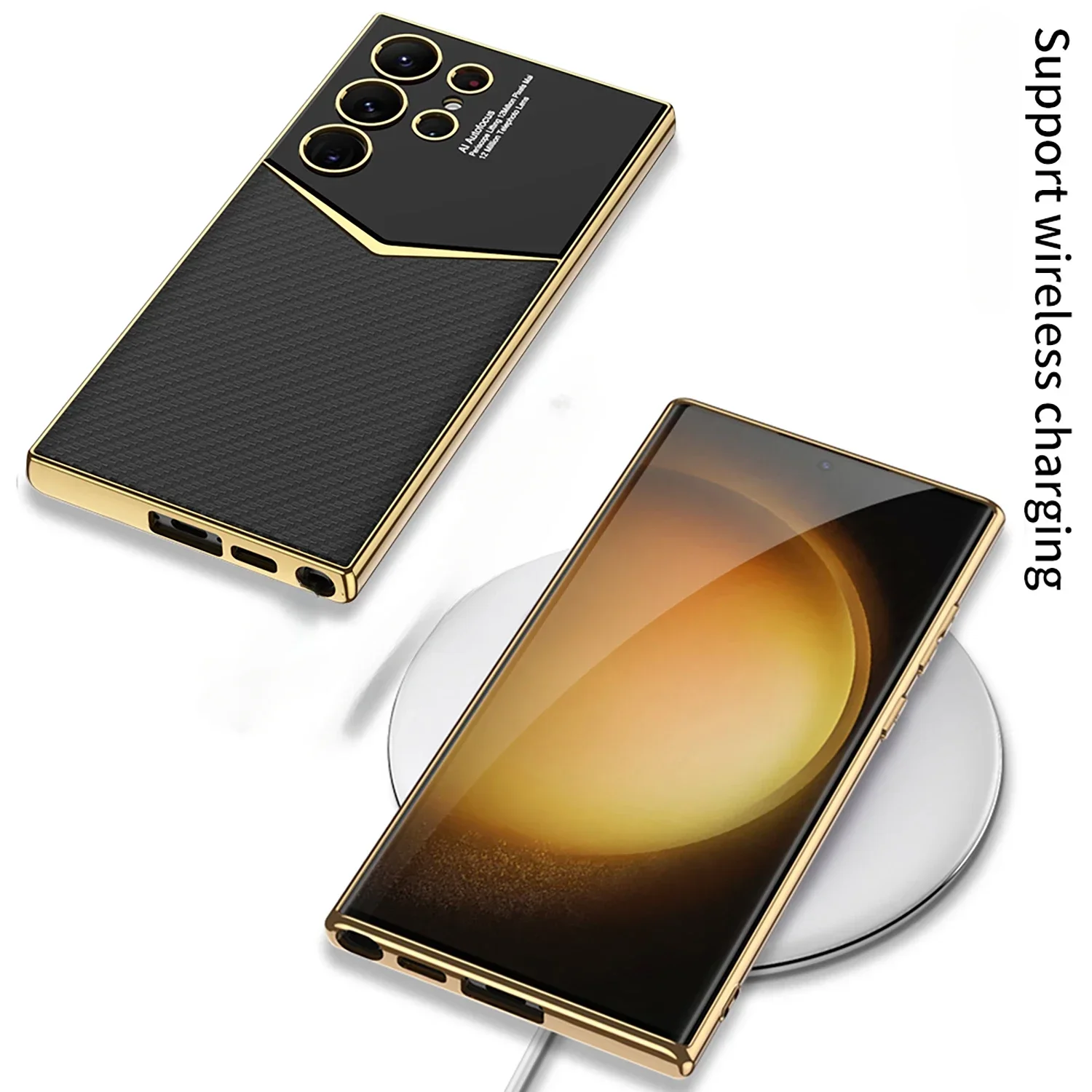 Premium Electroplated Leather Shockproof Phone Case - Hard Shell Design