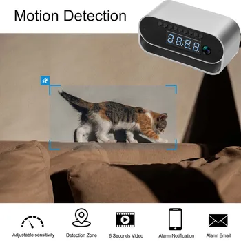 4K HD Camera Clock - Covert Surveillance Camera with WiFi, Night Vision, Motion Detection, Remote View, Recording, App, Battery 4