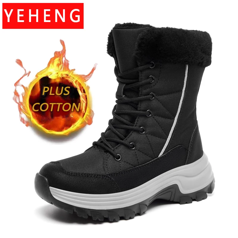 

New Winter Women Boots High Quality Warm Snow Boots Lace-up Comfortable Ankle Boots Outdoor Sneakers Waterproof Hiking Boots