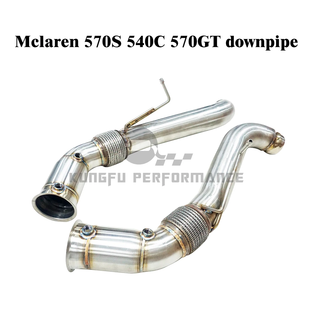 

Производительность KUNGFU 3,5 ''SS304 Catless PERFORMANCE Downpipe для Mcla ren 12c 570S 570GT 600LT 650S 675LT 3.8L V8 2015 +