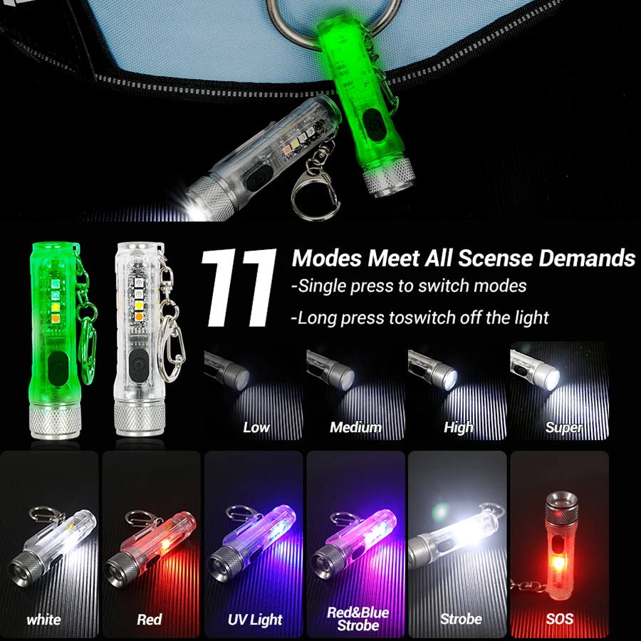 Compact USB Rechargeable Keychain Flashlight with COB LED and Magnetic Tail for Outdoor and Emergency Use