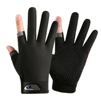 Summer Men's Fishing Gloves Anti-UV Cycling Women Two Finger Cut Male Touch Screen Angling Anti-Slip Breathable Fitness Gloves 1