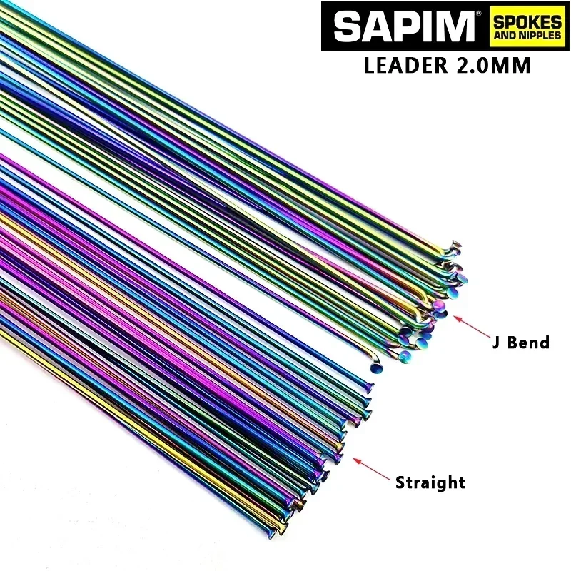Bike Accessories Bicycle Spokes Sapim 2.0mm bicycle spokes j-bend/straight pull Rainbow color bikes with copper cap spokes Can choose any length below 310mm