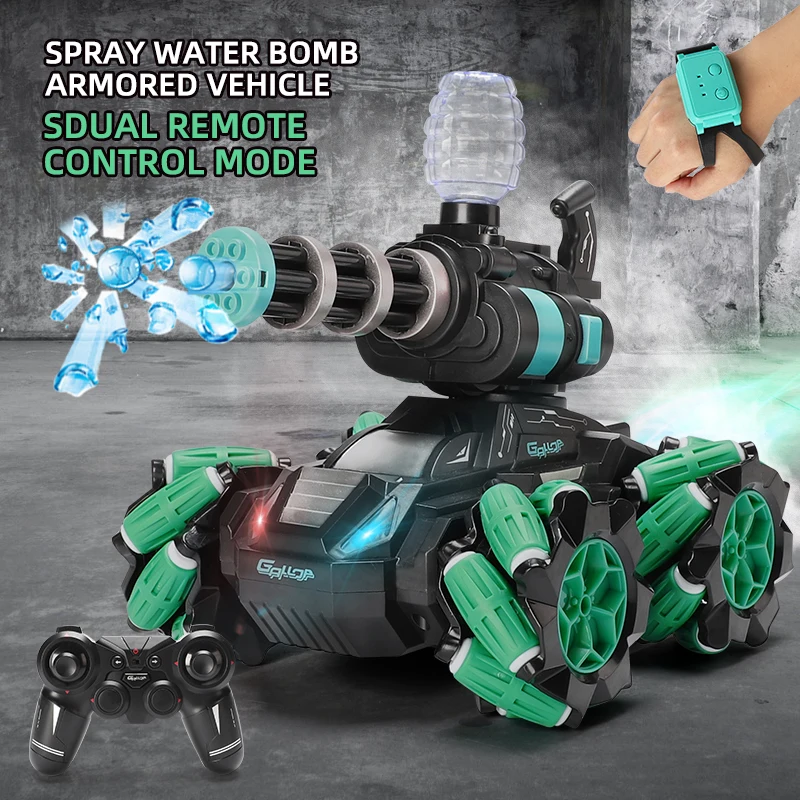 Rc Tanks 2.4G Spray Water Bomb Armored Vehicle High Speed Water Bombs Induction Watch Remote Double Control Toy Gifts for Boys remote control tank remote control vehicle
