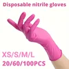 XS/S/M/L Pink Nitrile Gloves Disposable Household Gloves Elastic Latex Free Waterproof Durable Multifunctional Cleaning Tool 1