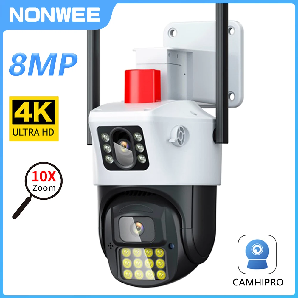 8MP 4K Dual Lens IP Camera Outdoor PTZ 4MP WiFi Security Cameras CCTV Video Surveillance 10X Zoom 3.6mm-8mm Auto Tracking Camhi 8mp 4k dual lens ip camera outdoor ptz 4mp wifi security cameras cctv video surveillance 10x zoom 3 6mm 8mm auto tracking camhi