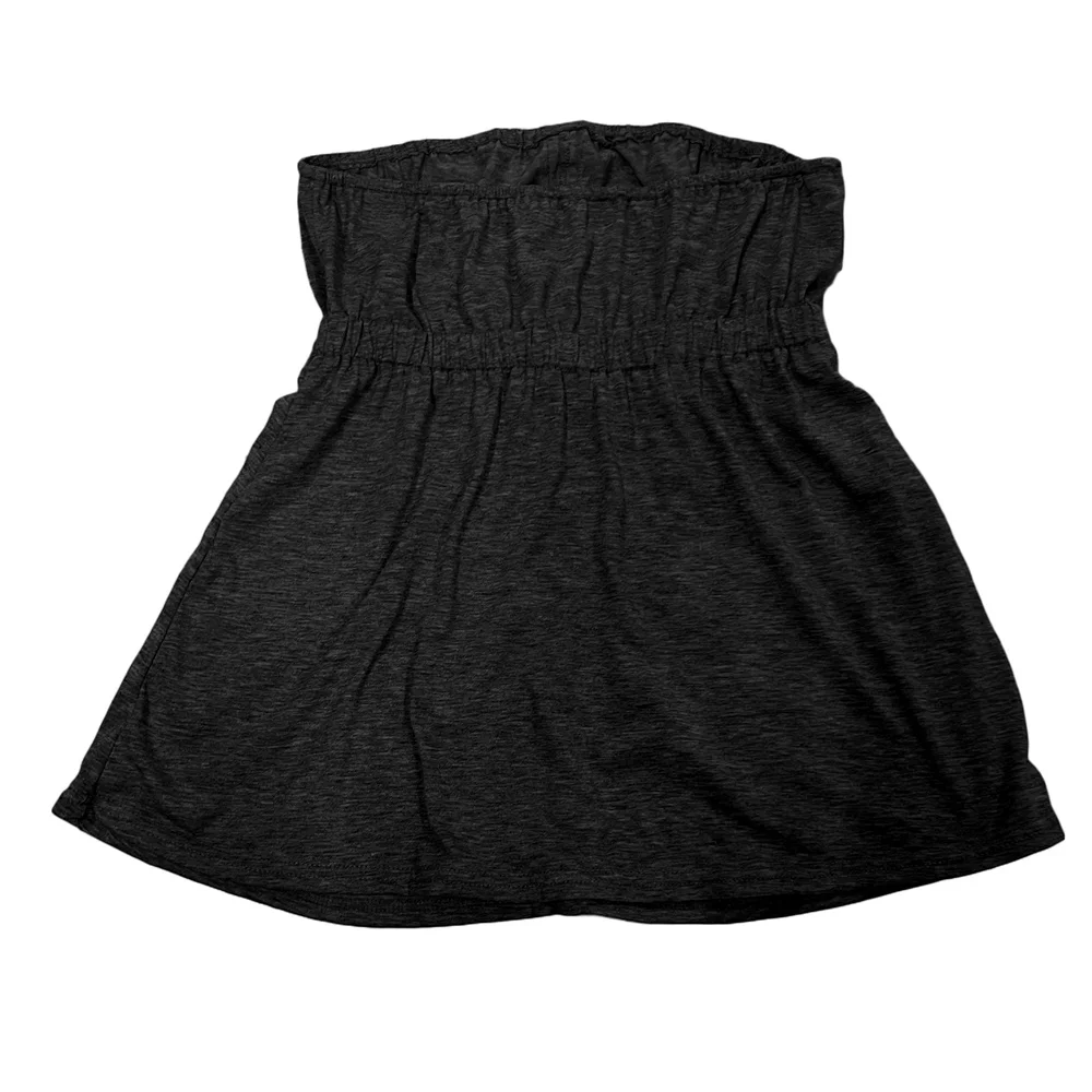Douhoow Women Tube Top Summer Button Strapless Bandeau Tank Crop Tops Solid Elastic Design Backless Breathable Pleated Tops