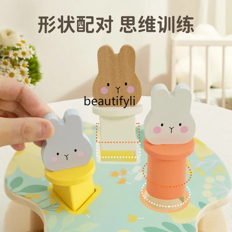 Early education graphic color pairing puzzle 1-2-3 year old boy and girl baby building block wooden bouncing toy