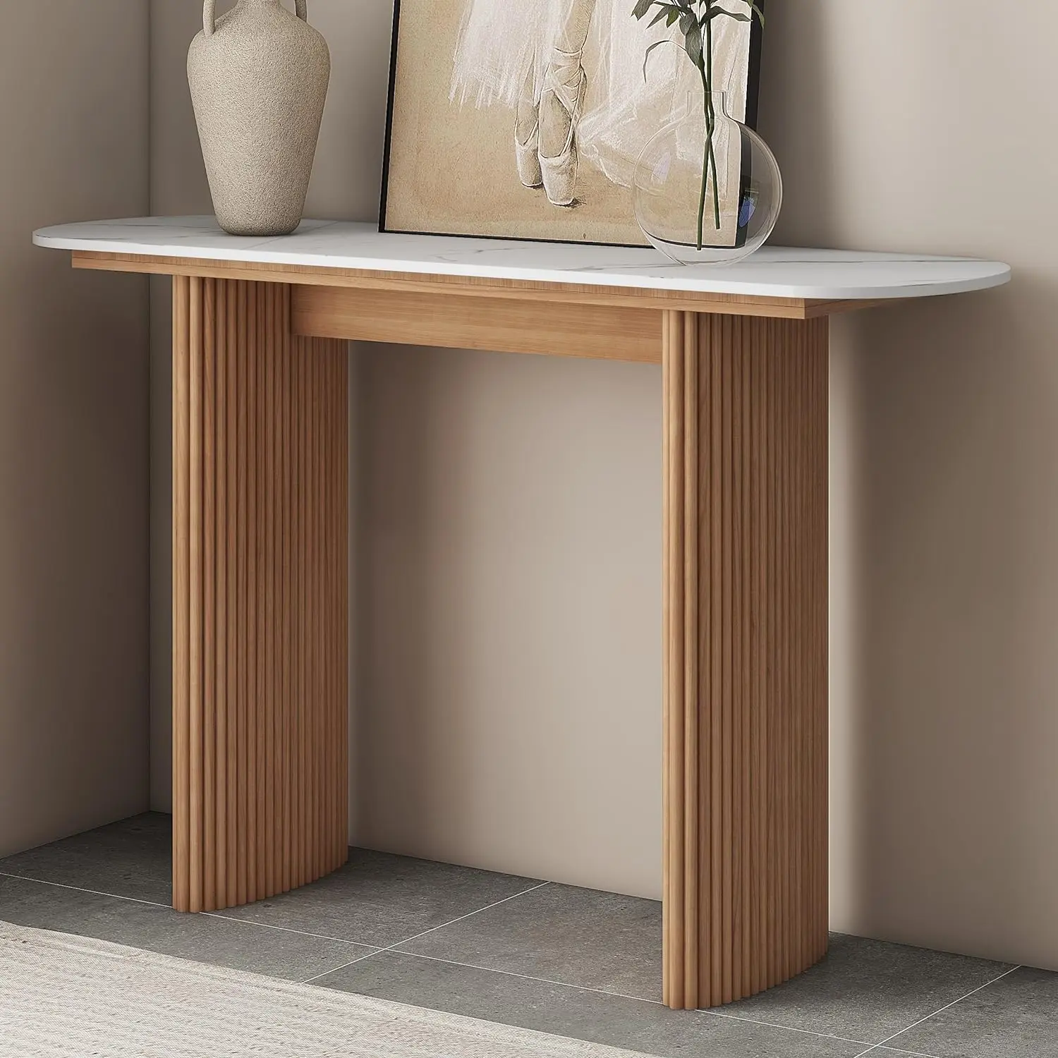 

THKSHOUZ Mid Century Modern Console Table, Solid Wood Console Table, 47.2'' Sofa Table, Narrow Entryway Table for Hallway,