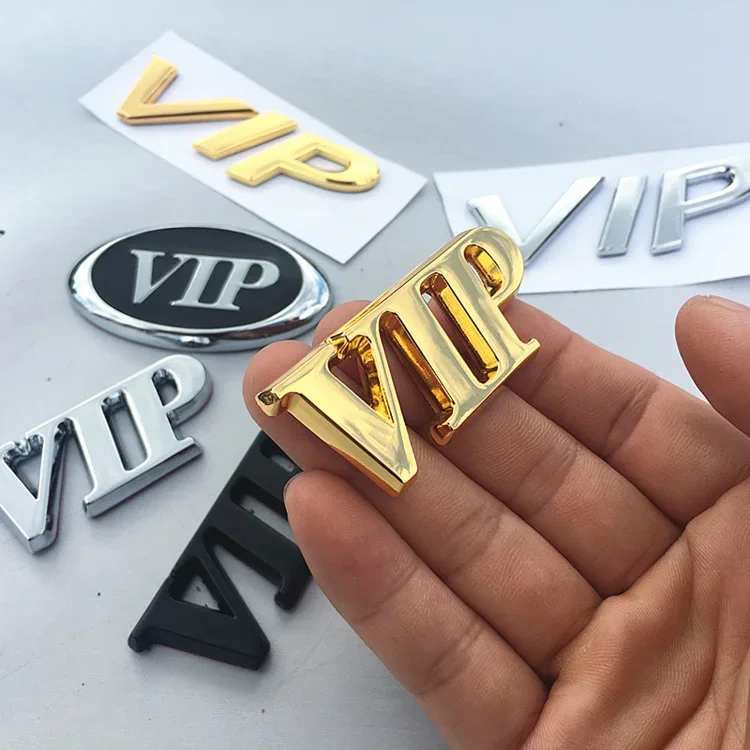 3D Vip Logo Emblem Badge Decalcomania Sticker Car Side Decoration Per Moto Teana Peugeot Kia Toyota Vw Hyundai Accessori Auto