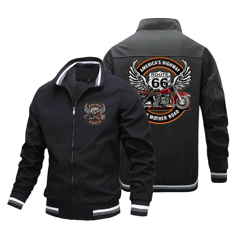 66 Park Road USA Men Spring and Autumn Motorcycle Jacket Outdoor Cycling Sportswear Casual Hip Hop Baseball