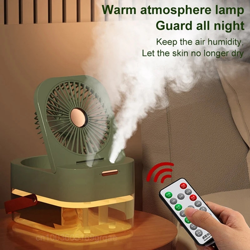 3 In1 Humidifier Double Spray Fan Portable Fan Air Cooler Humidifier USB Fan Desktop Lamp Fan For Summer Hydration Fan