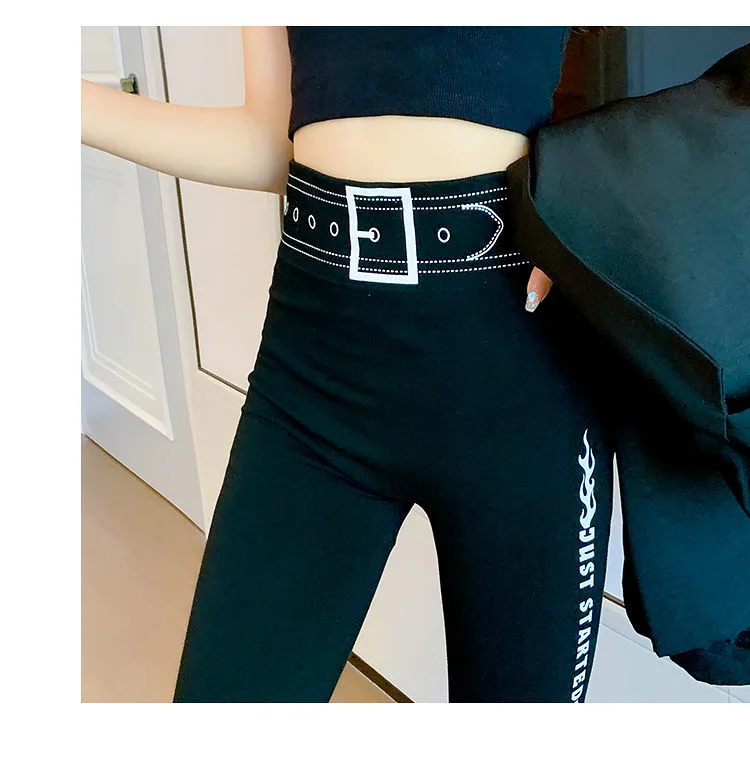 

Women Letters Sharkskin Leggings Free Cut Butt Lifter High Waist Slim Sexy Black Leggings Sport Fashion Casual Leggings