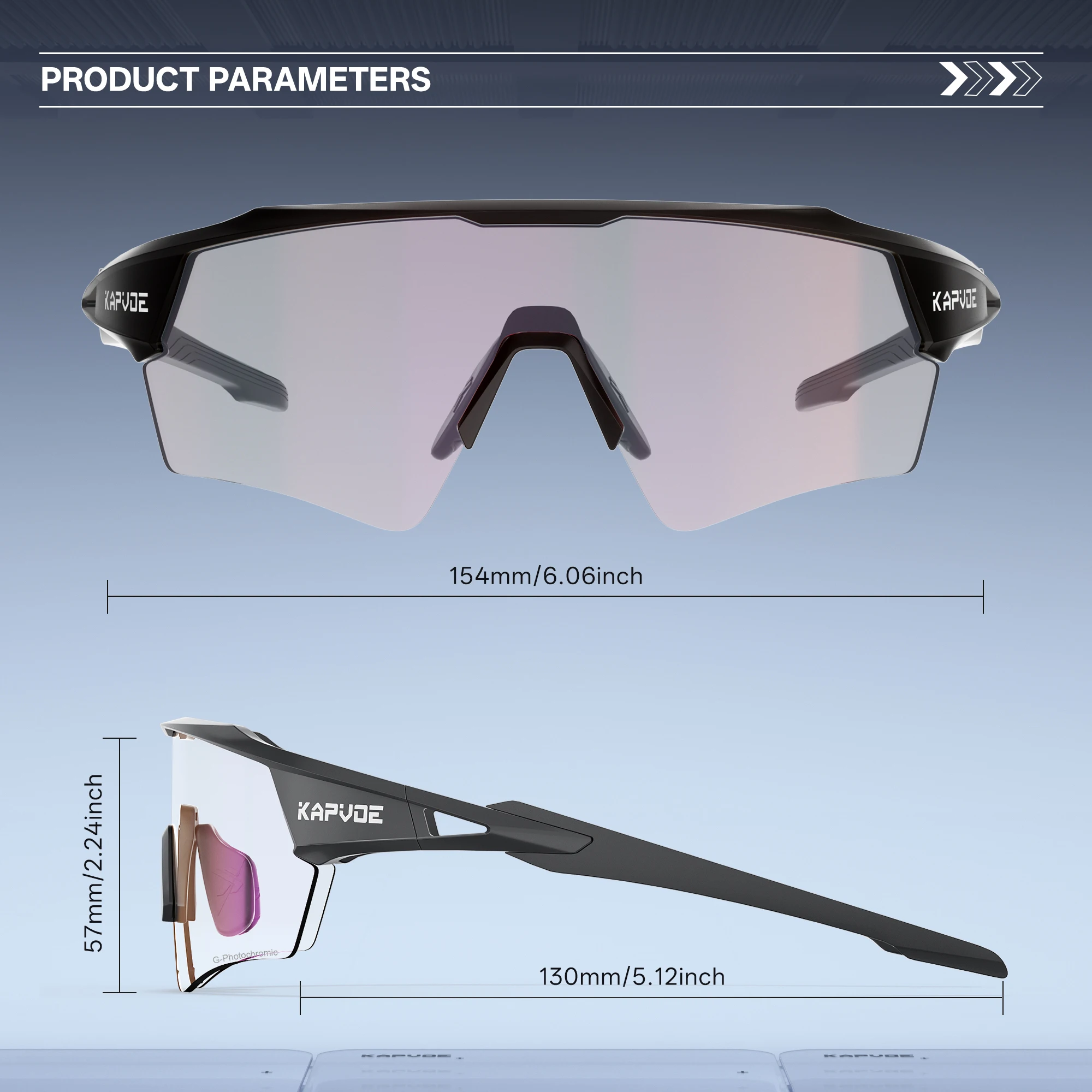 Kapvoe Photochromic Hiking Eyewear Cycling Glasses UV400 Sunglasses for Men Women Bike MTB Outdoor  Riding Driving Running