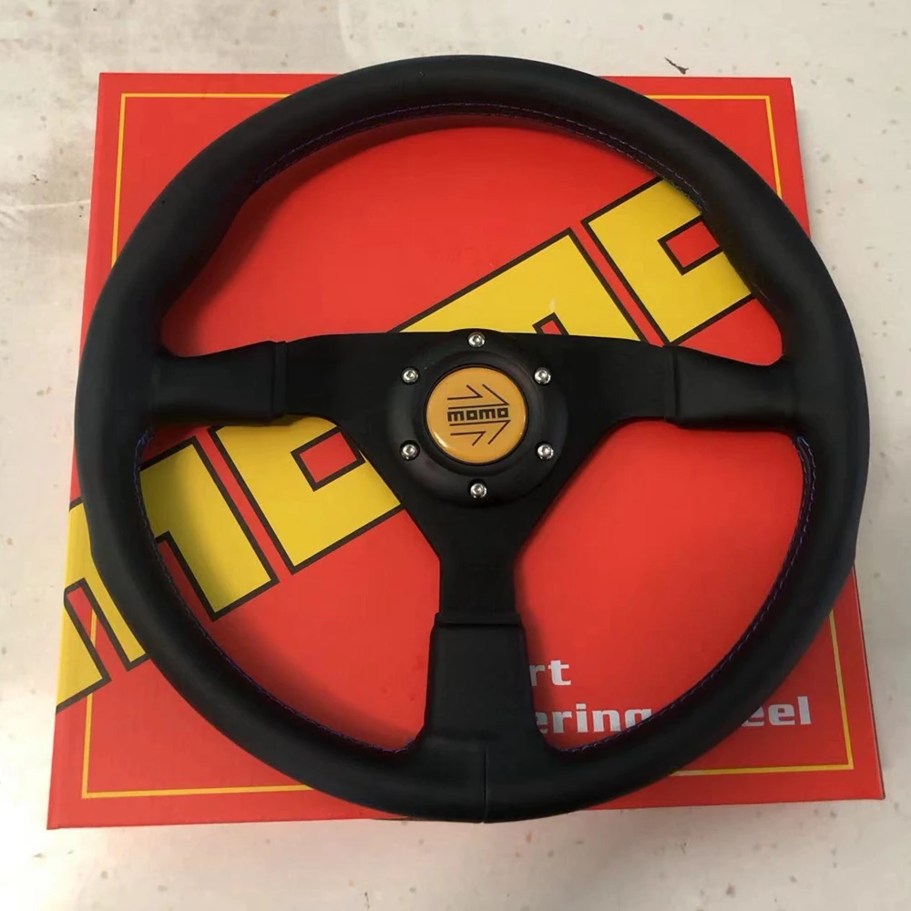 

JDM Universal 14Inch MOMO MonteCarlo Steering Wheel Racing Car Leather JDM MOMO Steering Wheel Volantes For BMW TOYOTA VW HONDA