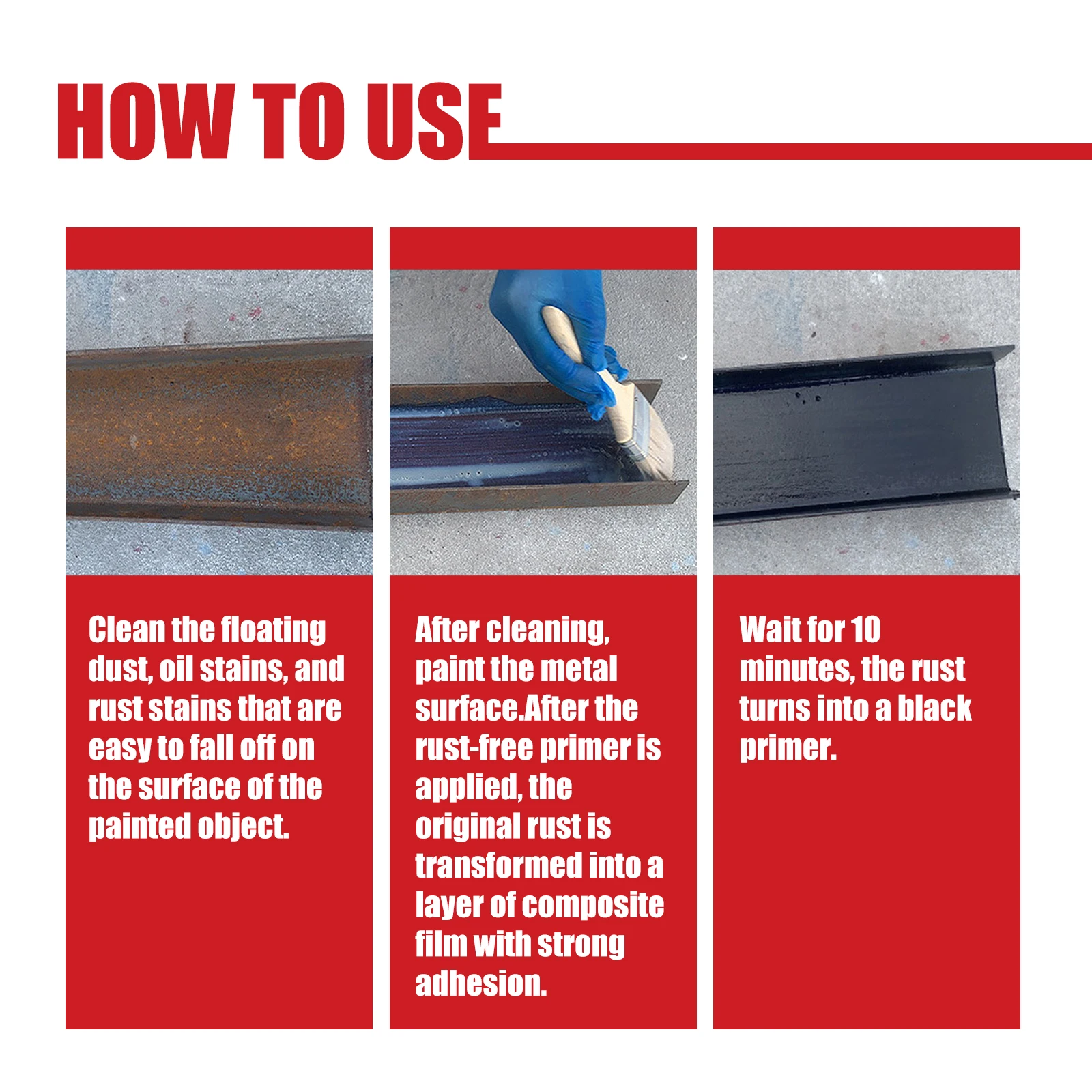 1-10Pcs Metal Surfaces Rust Remover Water Based Paint Iron Rust Converter Anti-rust Protection Car Coating Primer Inhibitor