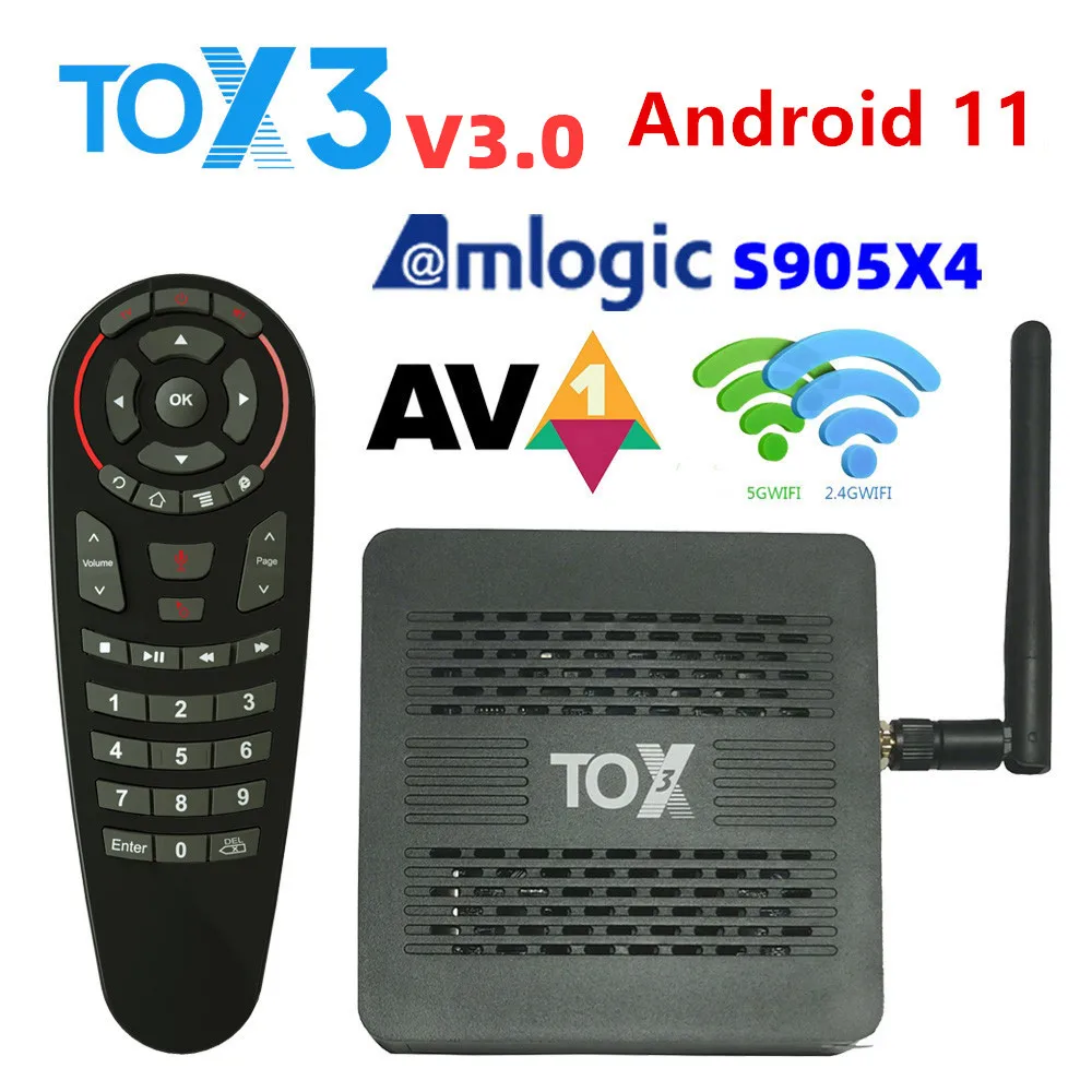 2023 New TOX3 Smart TV Box Android 11 4GB 32GB Amlogic S905X4 2T2R Dual ...