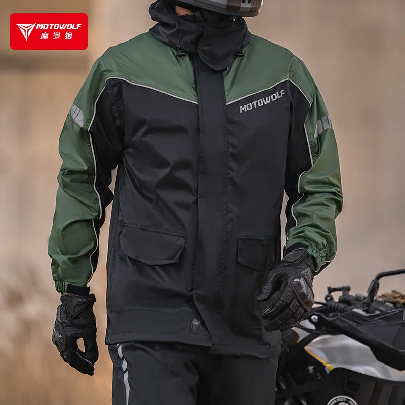 Rainsuit Motorcycle Split Waterproof Jacket and Pants Multicolor Reflective Portable Raincoat with Cap Hat Shoes Cover motorcycle raincoat motorcycle jacket