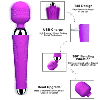 Wireless Dildos AV Vibrator Magic Wand Female Vagina Clitoris Stimulator USB Rechargeable Massager Goods Adult Sex Toys 3