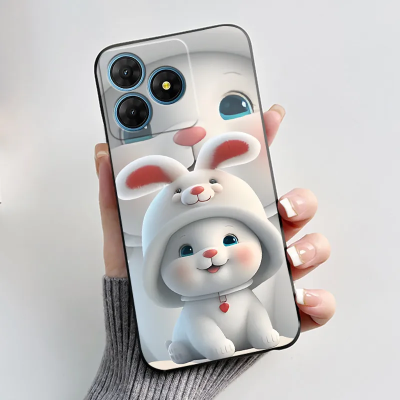 Cute Love Rabbit Black Soft Silicone Protective Back Cover