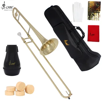 SLADE Alto Trombone Bb Tone Brass Wind Instrument with Cupronickel Mouthpiece Silver Plated B Flat Trombone with Accessories