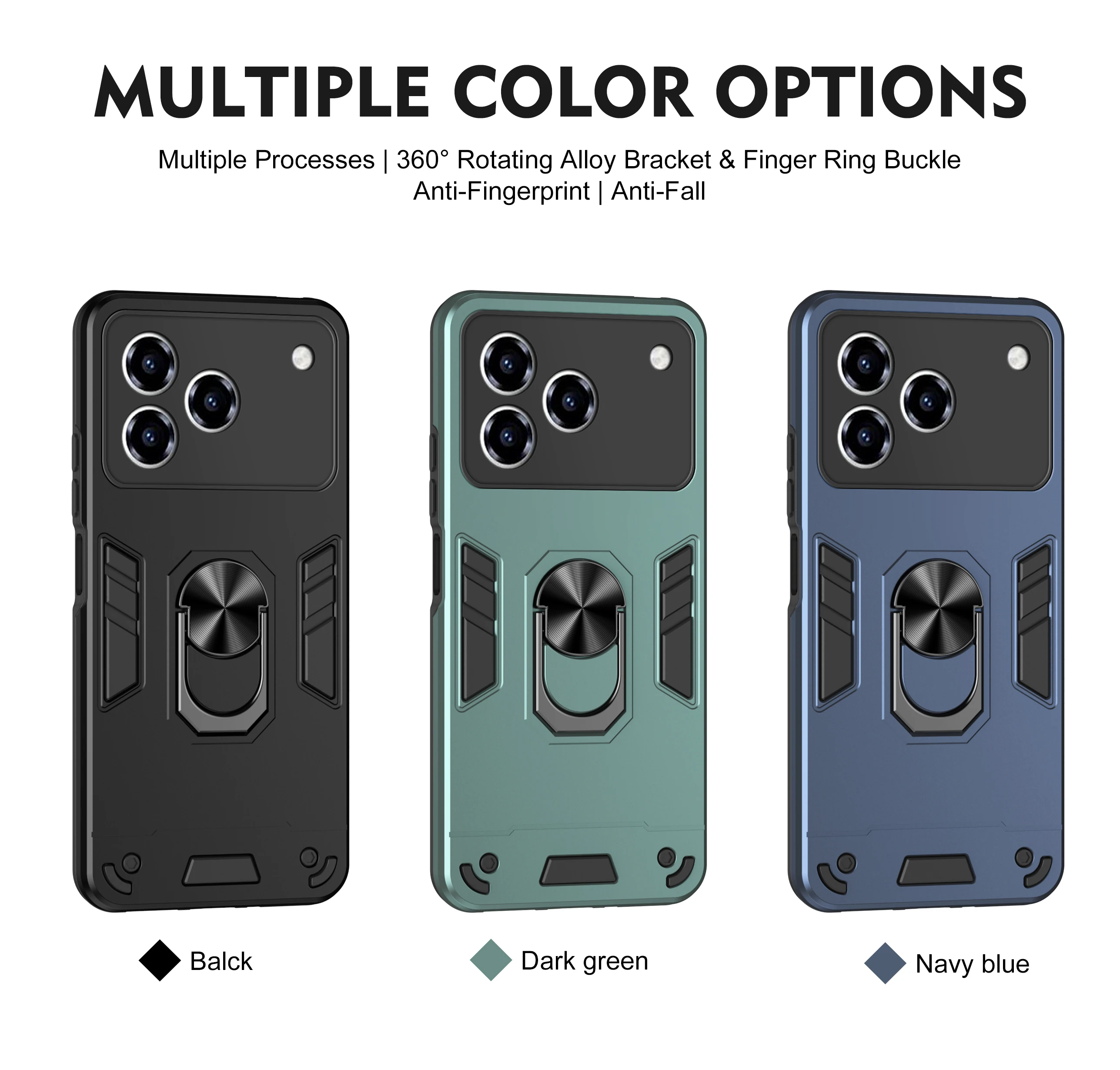 Rugged Armor Shockproof Case with Magnetic Ring Holder