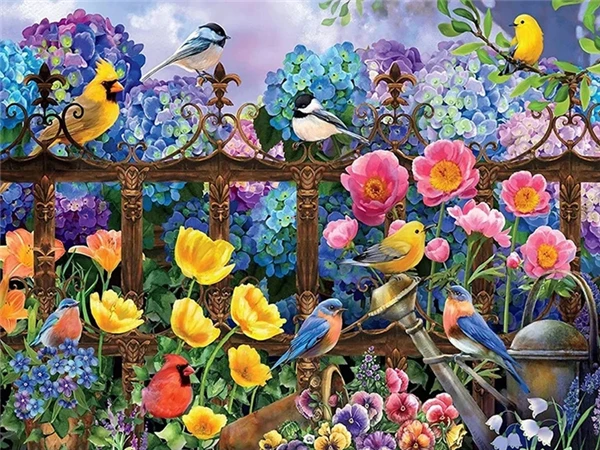 Huacan Painting Flower Fence 5d Embroidery Cross Stitch Bird Animal Mosaic Sale Home Decor Diamond Painting Cross Stitch - AliExpress