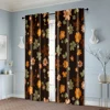 2pcs, Window Curtain Boho Leaf & Black Flower Peel 100% Polyester (without rod) Decorations For Home Use for Living Room, 6
