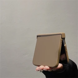Candy Color Skin Feel Hinge Protective Phone Case Cover for Xiaomi Mix Flip (Brown-No film)