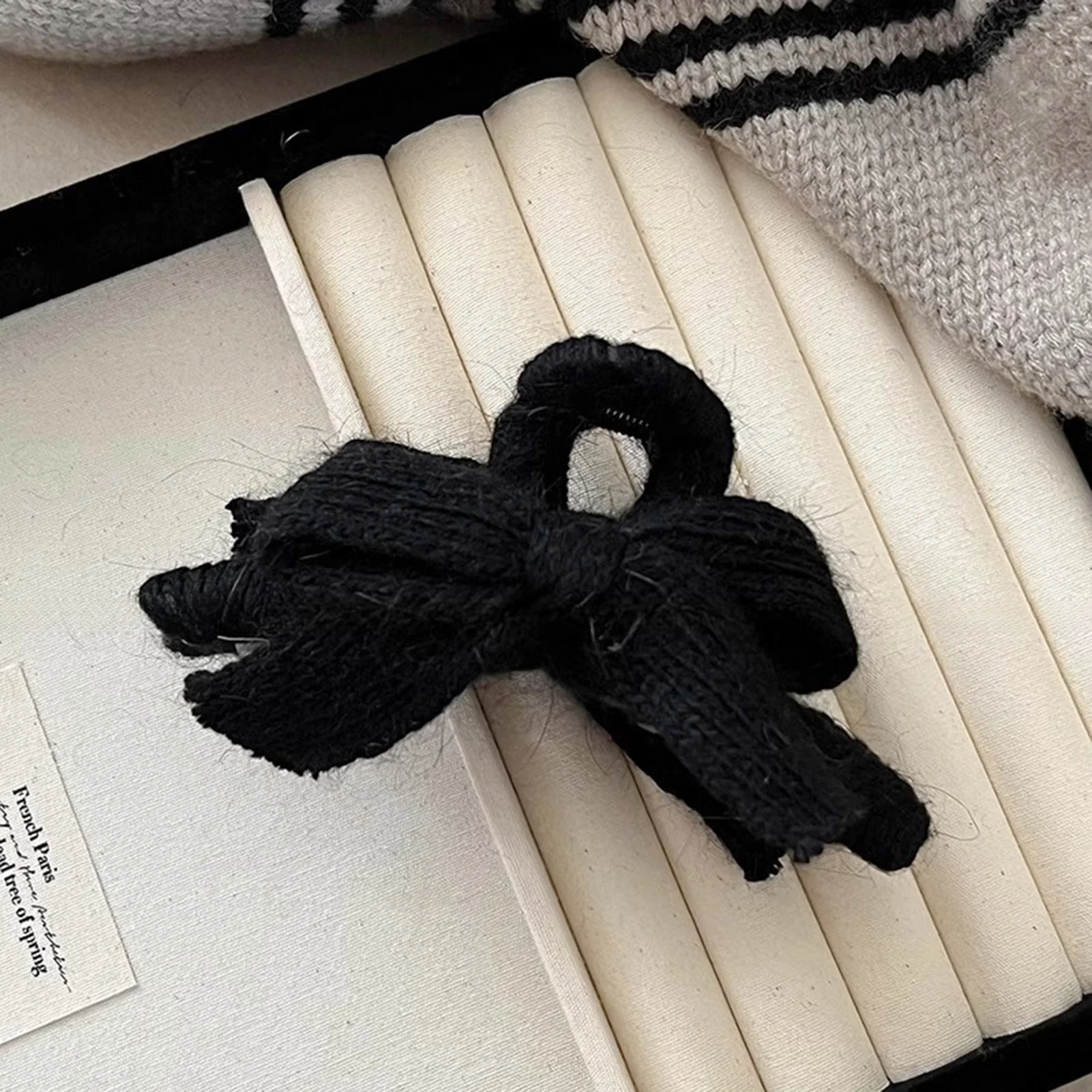 Kreative Gestrickte Schmetterling Knoten Haar Klaue Einfache Frühling Gestrickte Hai Haar Clip Für Frauen Mädchen Täglichen Pferdeschwanz Feste Haar Clips – Detail 5