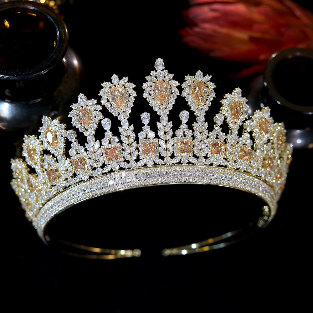 Hair Accessories ASNORA Luxury Queen's Tiara Bride Hair Accessories Wedding Cubic Zirconia Headwear Party Stage Display Coronation Crown