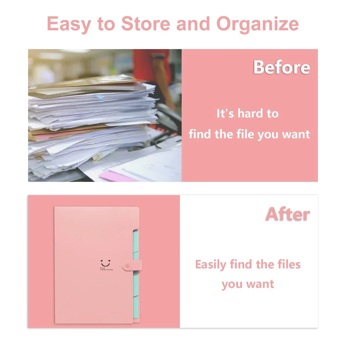 

Bag Folder File Simple Capacity Korean Multi-layer Five Stationery Organ Button Office Grid Color Large