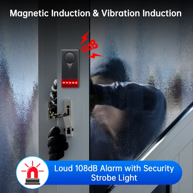 Wsdcam Car Alarm Remote Control Auto Vibration Alarm Anti Theft Security System Door Window Alarm Light and Sound Burglar Alarm 4