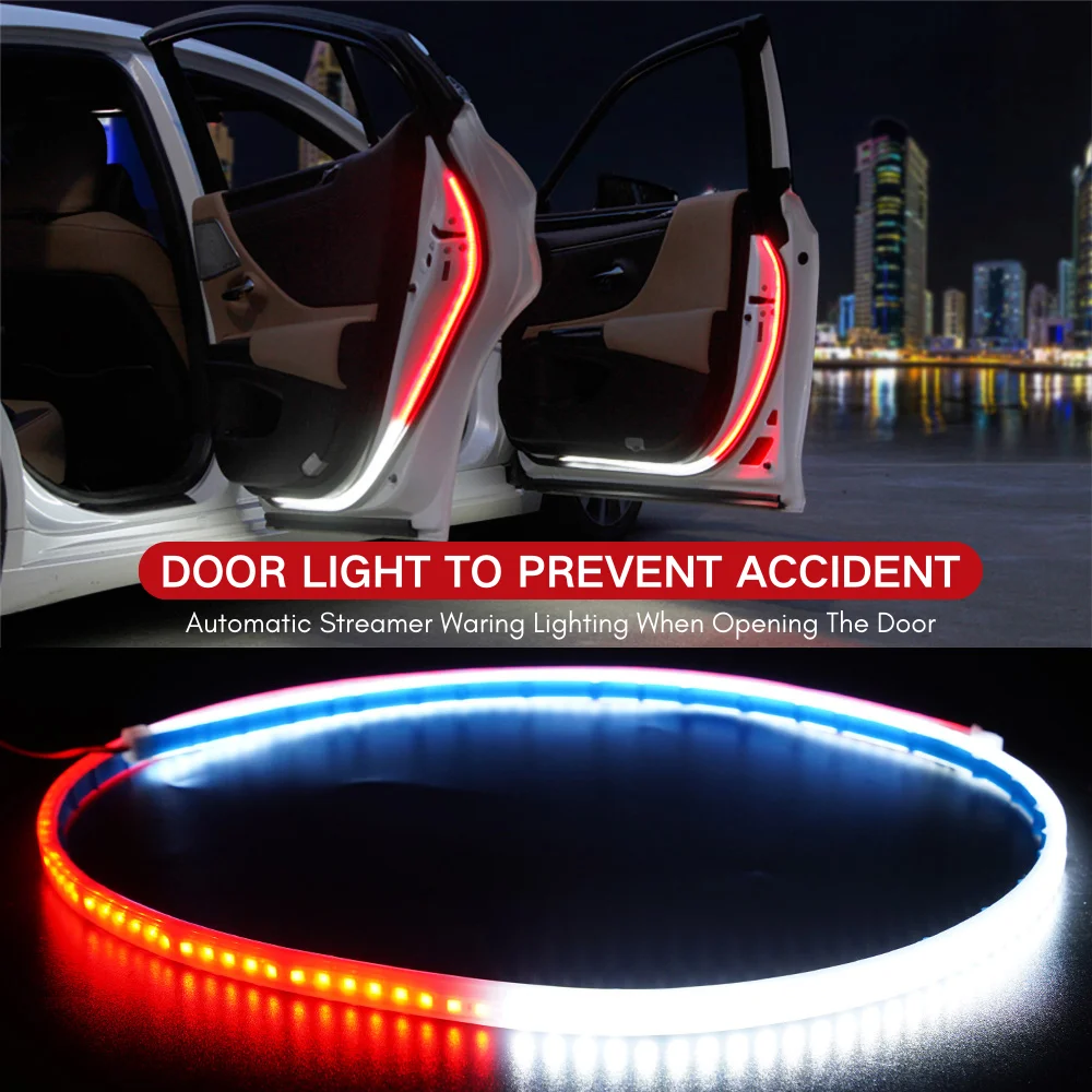LED Car Door Opening Warning Strip Lights 120cm 12V Decor Lamp