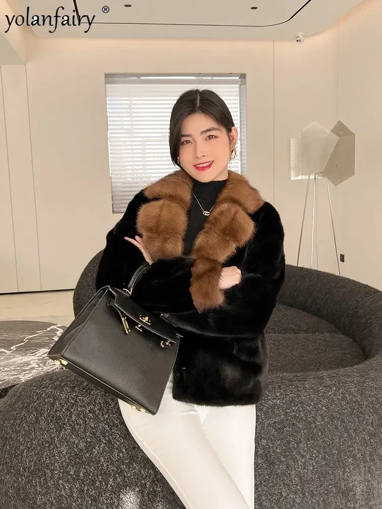 여성용 모피 2023 겨울 신상 의류, 여성용 밍크 코트, 전체 밍크 퍼플 밍크 리얼 모피 코트, 여성용 모피 재킷