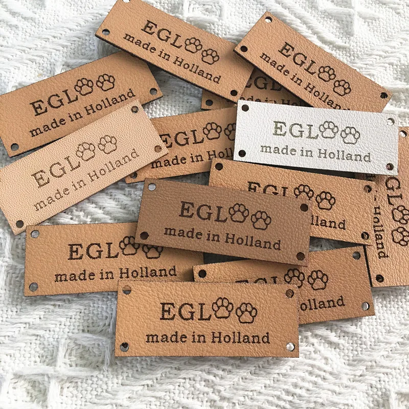 30pcs Personalized sewing labels for crochet Customize leather