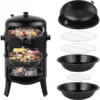16 Inch Charcoal BBQ Smoker Grill,3-in-1 Portable Vertical Grill Cooker with Built-in Thermometers & Adjustable Vent Systems 1