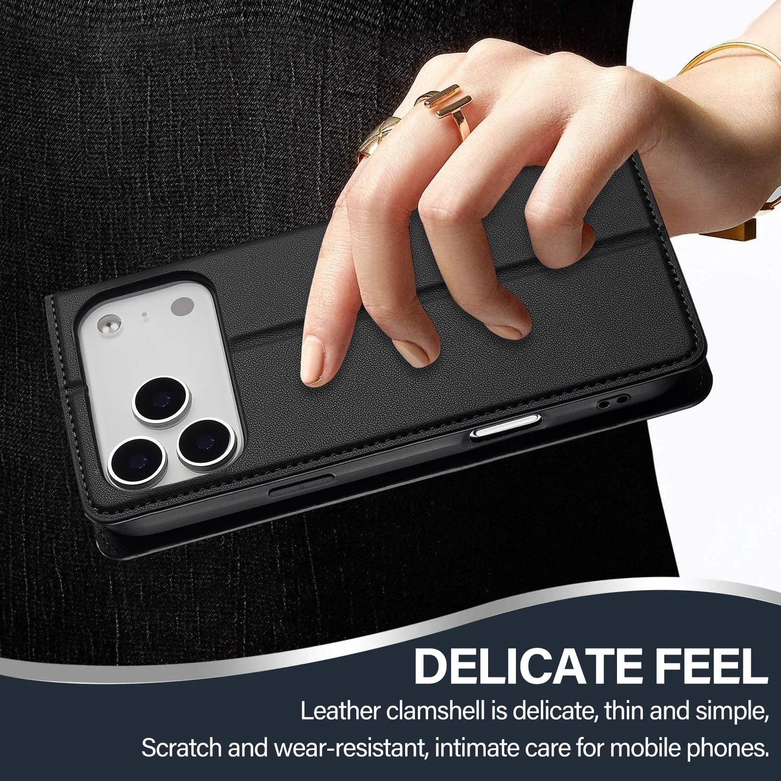 Sleek Leather Flip Case with Magnetic Card Holder Wallet