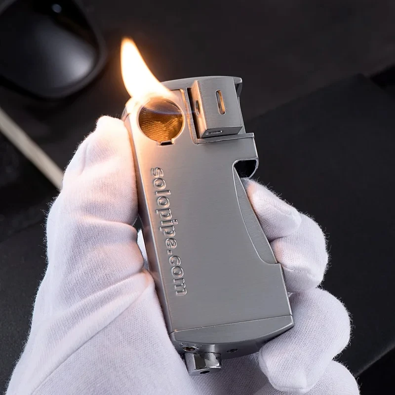 

Hot Metal Windproof Cigar Butane Gas Open Flame Lighter Creative Side Pressure Ignition Unusual High End Men's Essential Gift